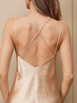 [Champagne] SilkSilky-IT A tre quarti Scollo a V Set camicia e vestaglia 008
