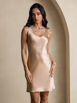 [Champagne] SilkSilky-IT Senza maniche Scollo A Coppa Camicia da notte 001