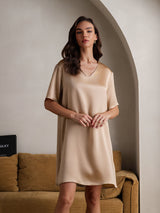 [Champagne] SilkSilky-IT Half Sleeve V Neck Camicia da notte 004