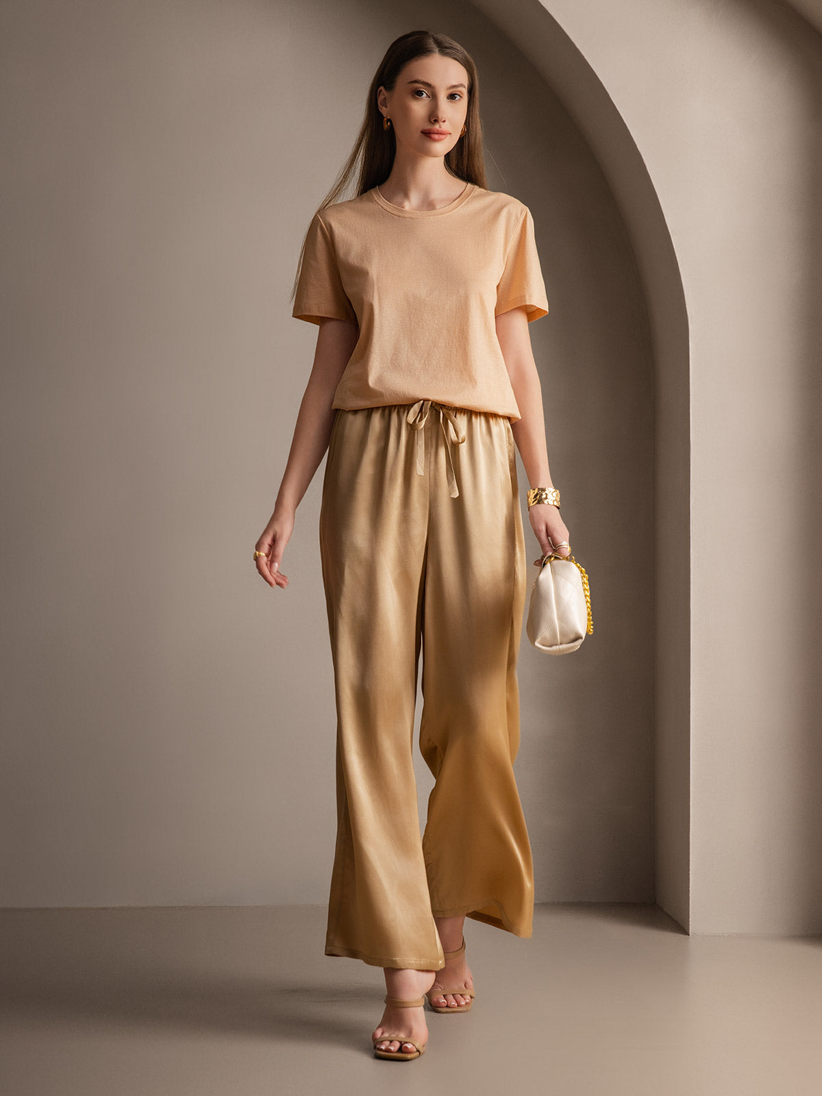 [Champagne] SilkSilky-IT Pure Silk Womens Pants 004