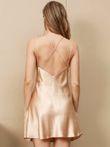 [Champagne] SilkSilky-IT Sleeveless V Neck Vestiti da donna 002