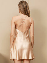 [Champagne] SilkSilky-IT Sleeveless V Neck Camicia da notte 001