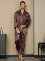 [Caffè] SilkSilky-IT Long Sleeve Lapel Collar Pigiami da uomo 002
