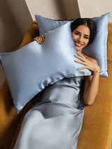 [BluScuro+Azzurro] SilkSilky-IT 19Momme Seta pura Pillowcase 004