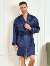 [Blu Scuro] SilkSilky-IT Long Sleeve Vestaglia da uomo 001