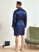 [Blu Scuro] SilkSilky-IT Long Sleeve Vestaglia da uomo 002