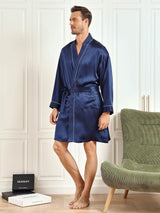 [Blu Scuro] SilkSilky-IT Long Sleeve Vestaglia da uomo 003