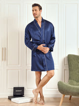 [Blu Scuro] SilkSilky-IT Long Sleeve Vestaglia da uomo 005
