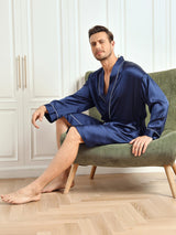 [Blu Scuro] SilkSilky-IT Long Sleeve Vestaglia da uomo 006