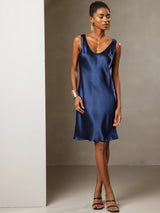 [Blu Scuro] SilkSilky-IT Senza maniche Scollo A Coppa Vestiti da donna 005