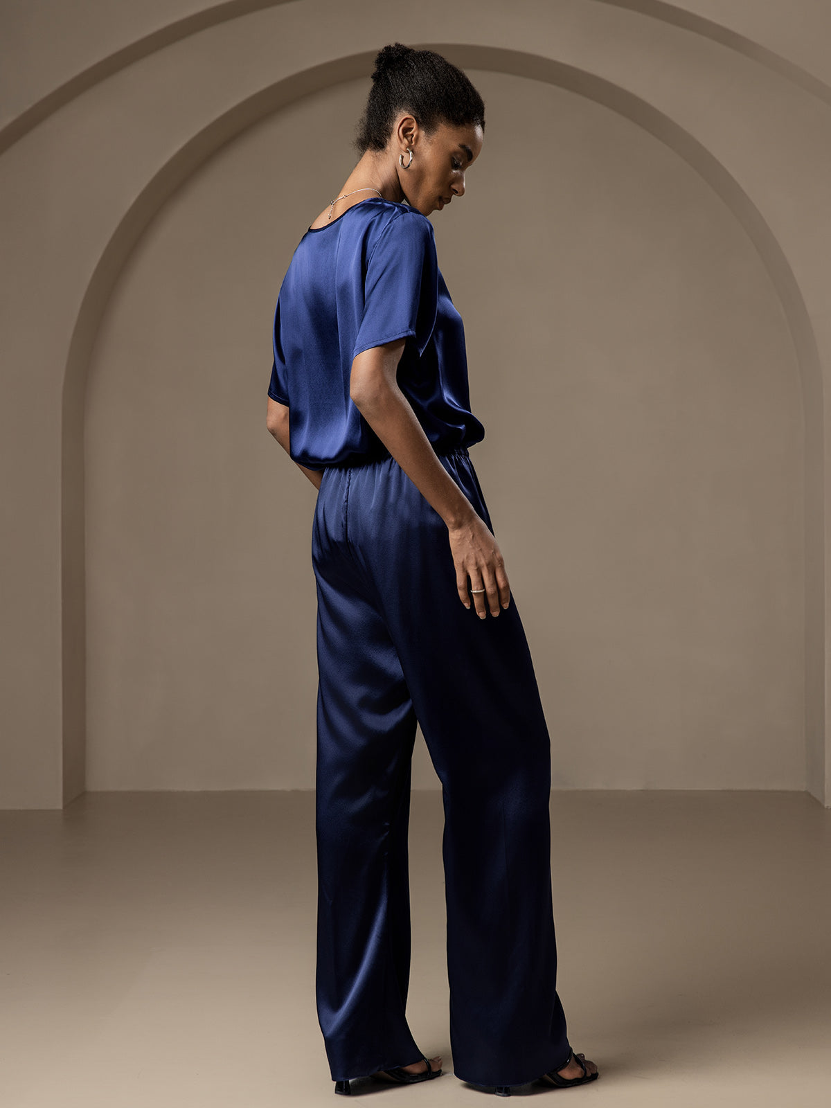 [Blu Scuro] SilkSilky-IT Pure Silk Womens Pants 002