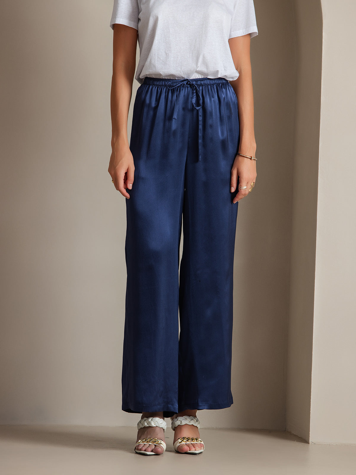 [Blu Scuro] SilkSilky-IT Pure Silk Womens Pants 001