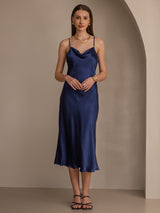 [Blu Scuro] SilkSilky-IT Sleeveless Cowl Neck Vestiti da donna 004