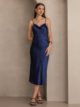 [Blu Scuro] SilkSilky-IT Sleeveless Cowl Neck Vestiti da donna 006