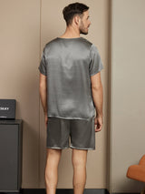 [Grigio Scuro] SilkSilky-IT Short Sleeve Round Neck Pigiami da uomo 002