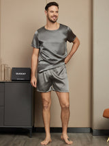 [Grigio Scuro] SilkSilky-IT Short Sleeve Round Neck Pigiami da uomo 004