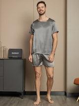 [Grigio Scuro] SilkSilky-IT Short Sleeve Round Neck Pigiami da uomo 005