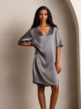 [Grigio Scuro] SilkSilky-IT Half Sleeve V Neck Camicia da notte 006