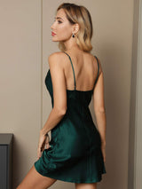 [Verde Scuro] SilkSilky-IT Sleeveless Cowl Neck Camicia da notte 002