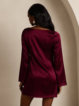[Rosso Scuro] SilkSilky-IT Long Sleeve Boat Neck Vestiti da donna 002