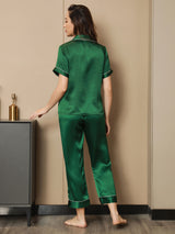 [Verde] SilkSilky-IT Short Sleeve Lapel Collar Pigiami da donna 002