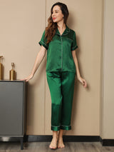 [Verde] SilkSilky-IT Short Sleeve Lapel Collar Pigiami da donna 004