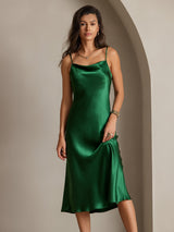 [Verde] SilkSilky-IT Sleeveless Cowl Neck Vestiti da donna 005