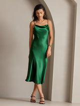 [Verde] SilkSilky-IT Sleeveless Cowl Neck Vestiti da donna 007