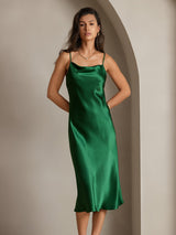 [Verde] SilkSilky-IT Sleeveless Cowl Neck Vestiti da donna 008