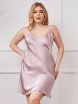 [Lavanda] SilkSilky-IT Tirantes Finos Scollo a V Vestiti da donna taglia grossa 001
