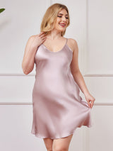 [Lavanda] SilkSilky-IT Tirantes Finos Scollo a V Vestiti da donna taglia grossa 003