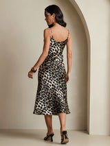 [Leopardo] SilkSilky-IT Sleeveless V Neck Vestiti da donna 008