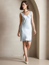 [Azzurro] SilkSilky-IT Senza maniche Scollo A Coppa Vestiti da donna 007