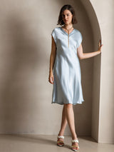 [Azzurro] SilkSilky-IT Cap Sleeve V Neck Vestiti da donna 001