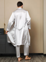 [Grigio Chiaro] SilkSilky-IT 19Momme Manica lunga Mens Robe 003