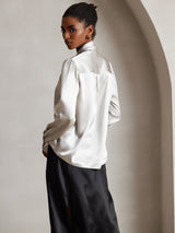 [Grigio Chiaro] SilkSilky-IT Long Sleeve Tie Neck Bluse 002