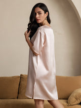 [Rosa Chiaro] SilkSilky-IT Half Sleeve V Neck Camicia da notte 002