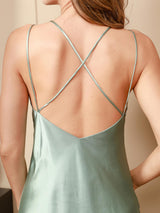 [Menta Verde] SilkSilky-IT A tre quarti Scollo a V Set camicia e vestaglia 010