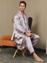 [Malva Pallido] SilkSilky-IT 19Momme Manica lunga Mens Robe 003