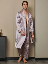 [Malva Pallido] SilkSilky-IT 19Momme Manica lunga Mens Robe 005