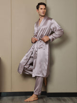 [Malva Pallido] SilkSilky-IT 19Momme Manica lunga Mens Robe 006