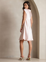 [Rosa] SilkSilky-IT Cap Sleeve V Neck Vestiti da donna 002
