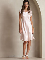 [Rosa] SilkSilky-IT Cap Sleeve V Neck Vestiti da donna 003