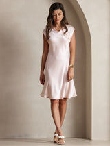 [Rosa] SilkSilky-IT Cap Sleeve V Neck Vestiti da donna 005