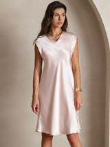 [Rosa] SilkSilky-IT Cap Sleeve V Neck Vestiti da donna 006
