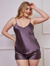 [Grigio Porpora] SilkSilky-IT Tirantes Finos Scollo a V Set di bretelle taglia grossa 003