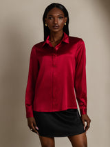 [Vino] SilkSilky-IT 19Momme Manica lunga Colletto con Revers Camicie da donna 003