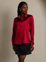[Vino] SilkSilky-IT 19Momme Manica lunga Colletto con Revers Camicie da donna 007