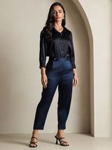 [Nero] SilkSilky-IT 3/4 Sleeve Lapel Collar Camicie da donna 008