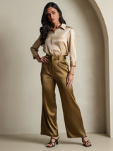[Champagne] SilkSilky-IT 3/4 Sleeve Lapel Collar Camicie da donna 007